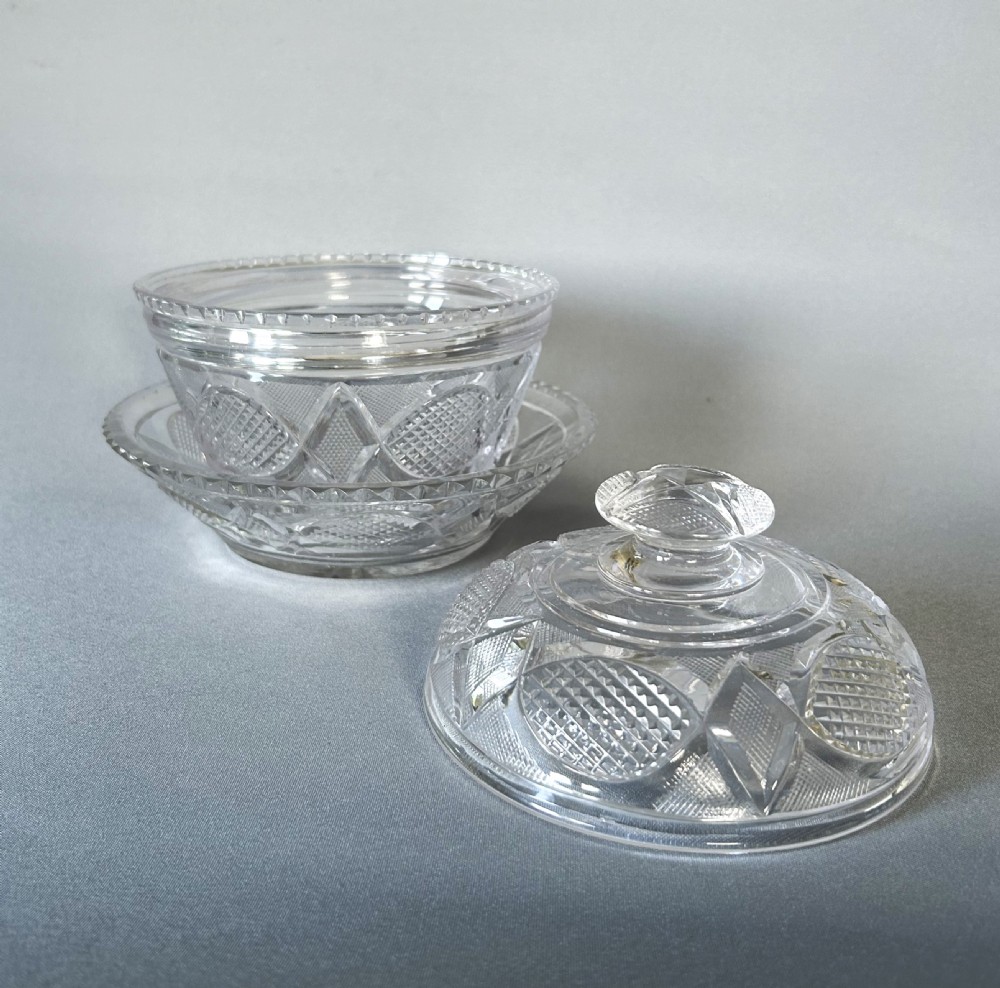 A fabulous early Victorian 3 part cut glass butter dish View VI