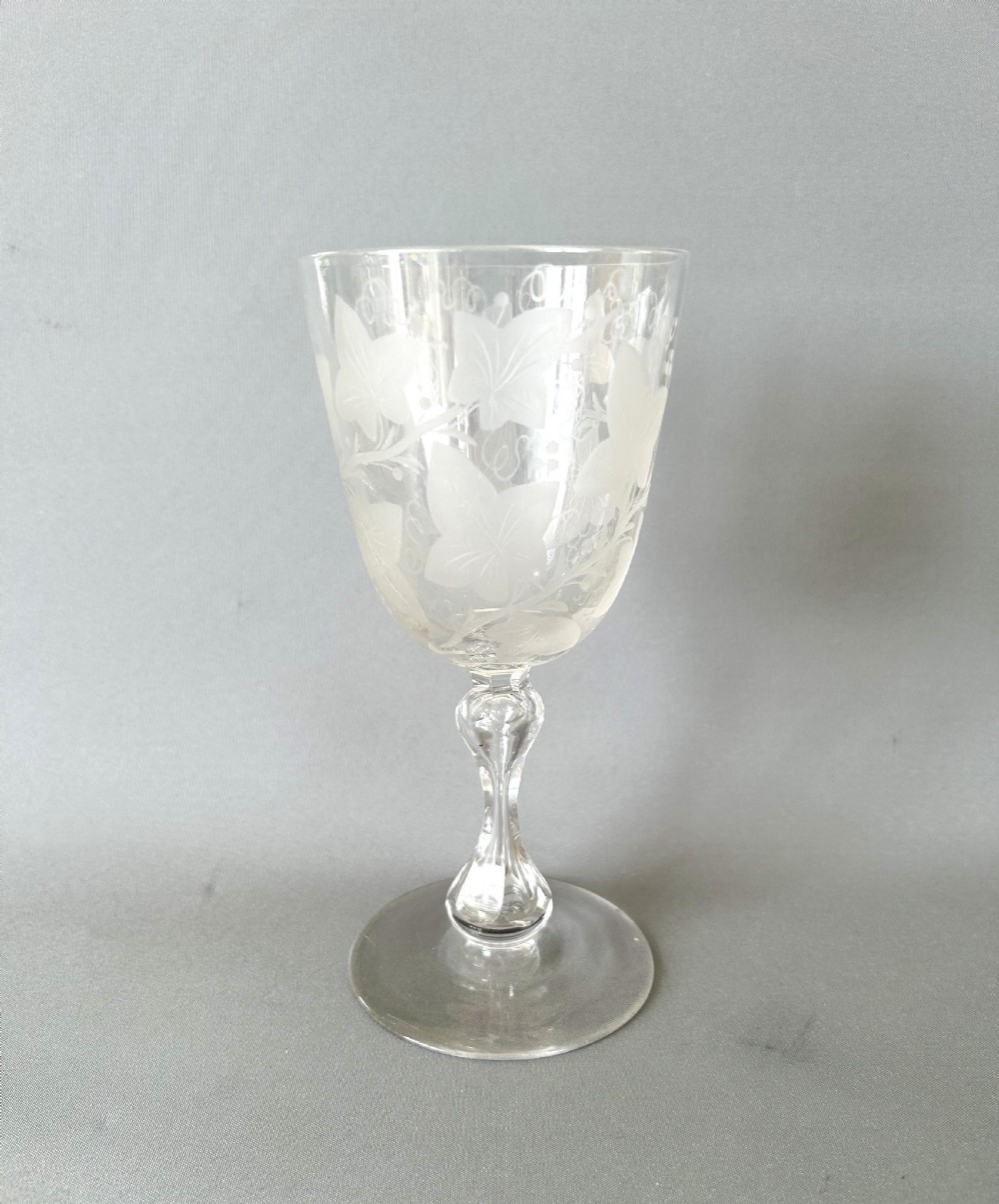 A superb Victorian etched wine goblet