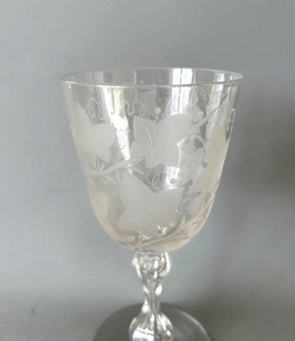 A superb Victorian etched wine goblet View IV