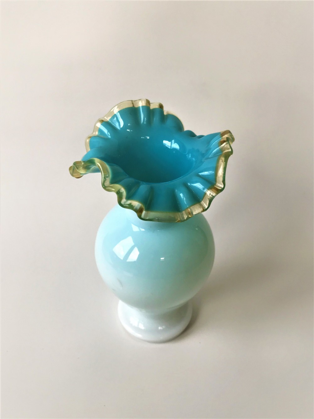 Gorgeous Late Victorian opaline posy vase View II