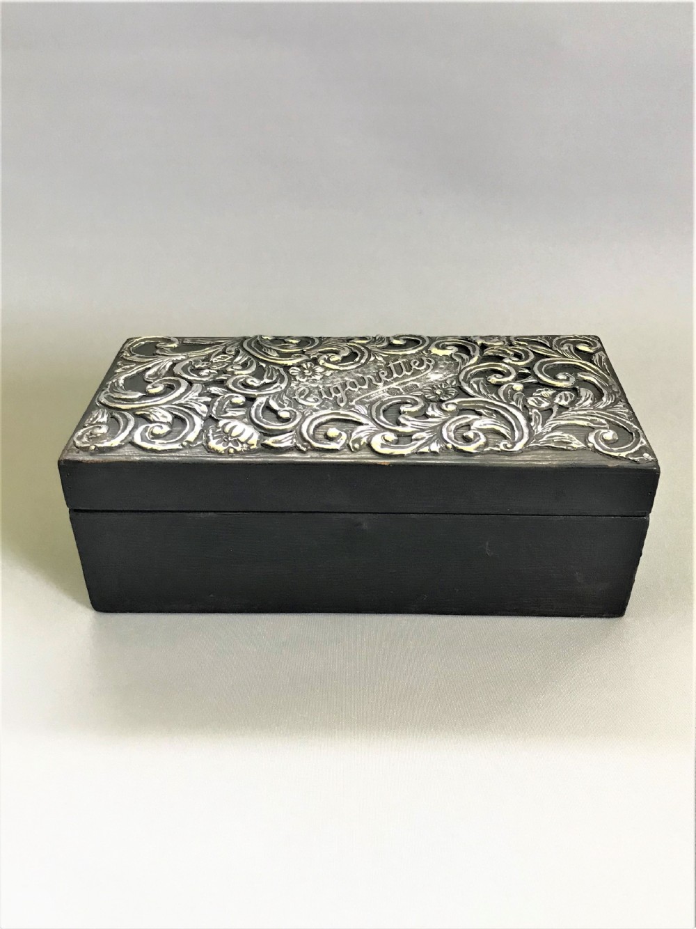 A superb Edwardian silver mounted table cigarette box View II