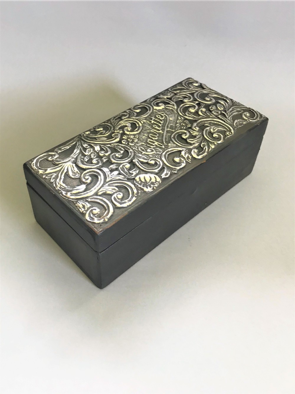 A superb Edwardian silver mounted table cigarette box View III