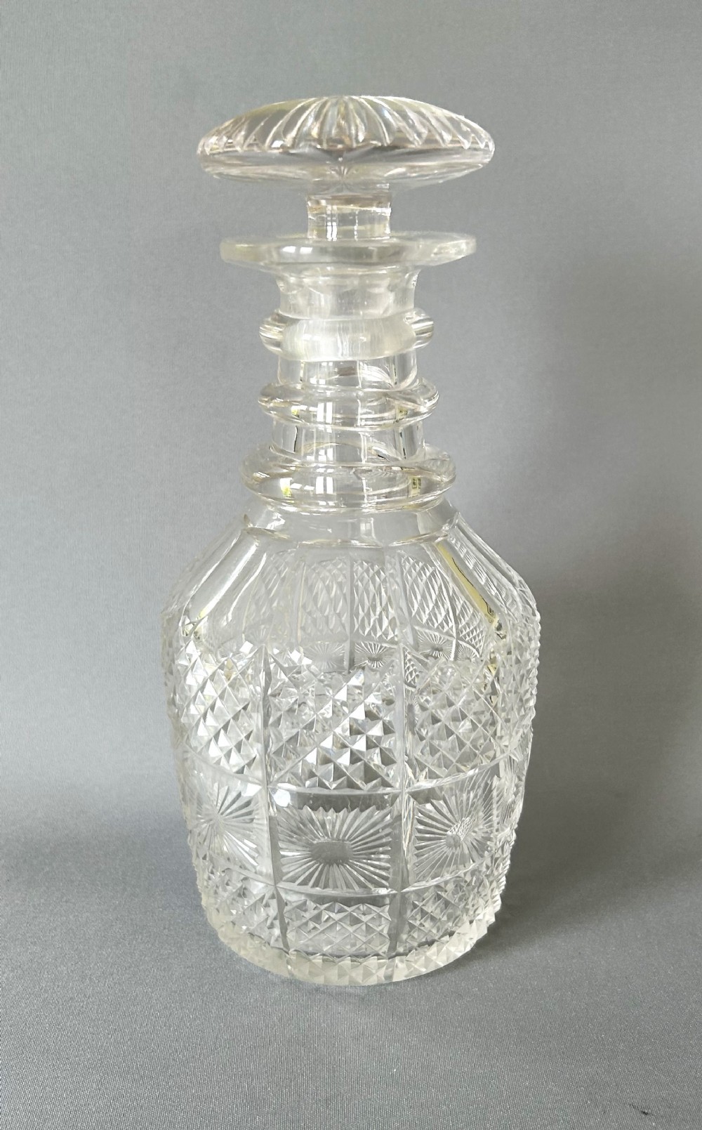 A handsome full sized Victorian cut glass decanter