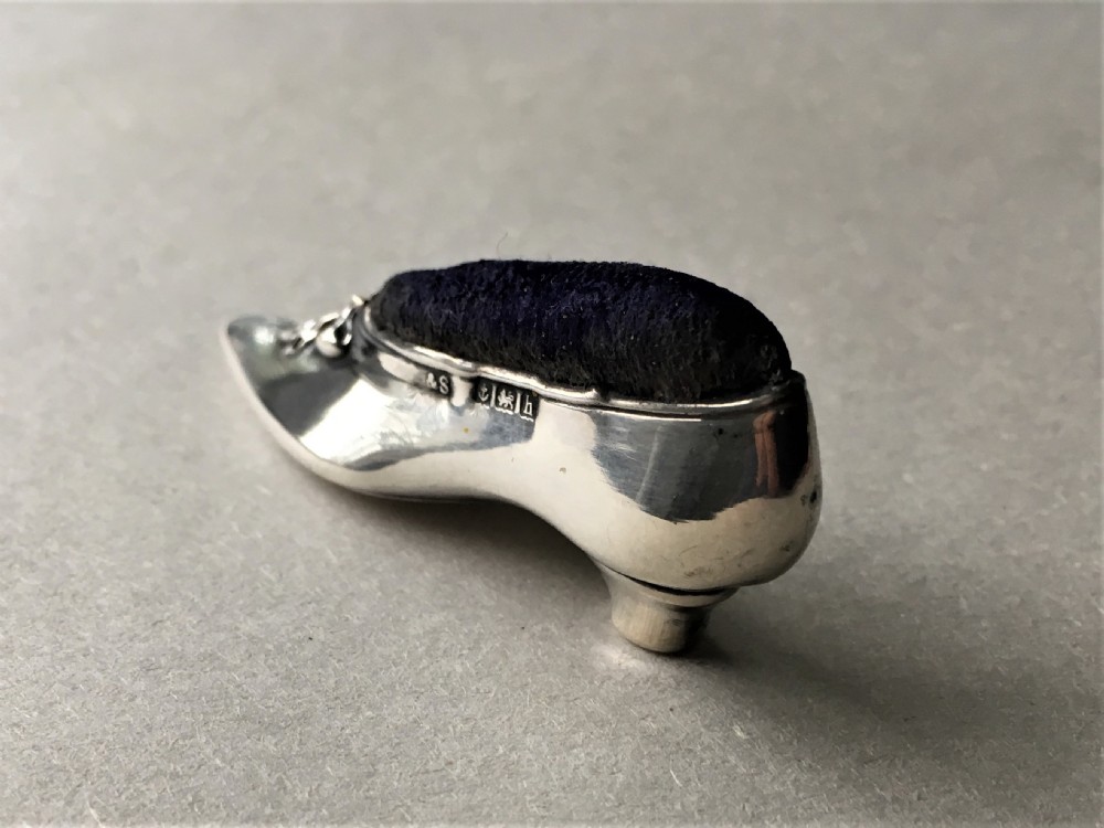 An unusual Edwardian silver shoe pin cushion View III