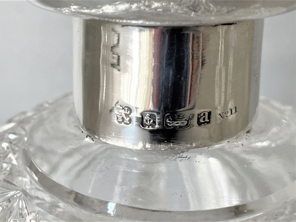 Superb late Victorian silver mounted cut glass decanter View VI