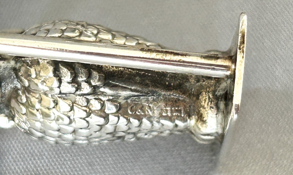 A rare owl on a swing silver baby's rattle View IV