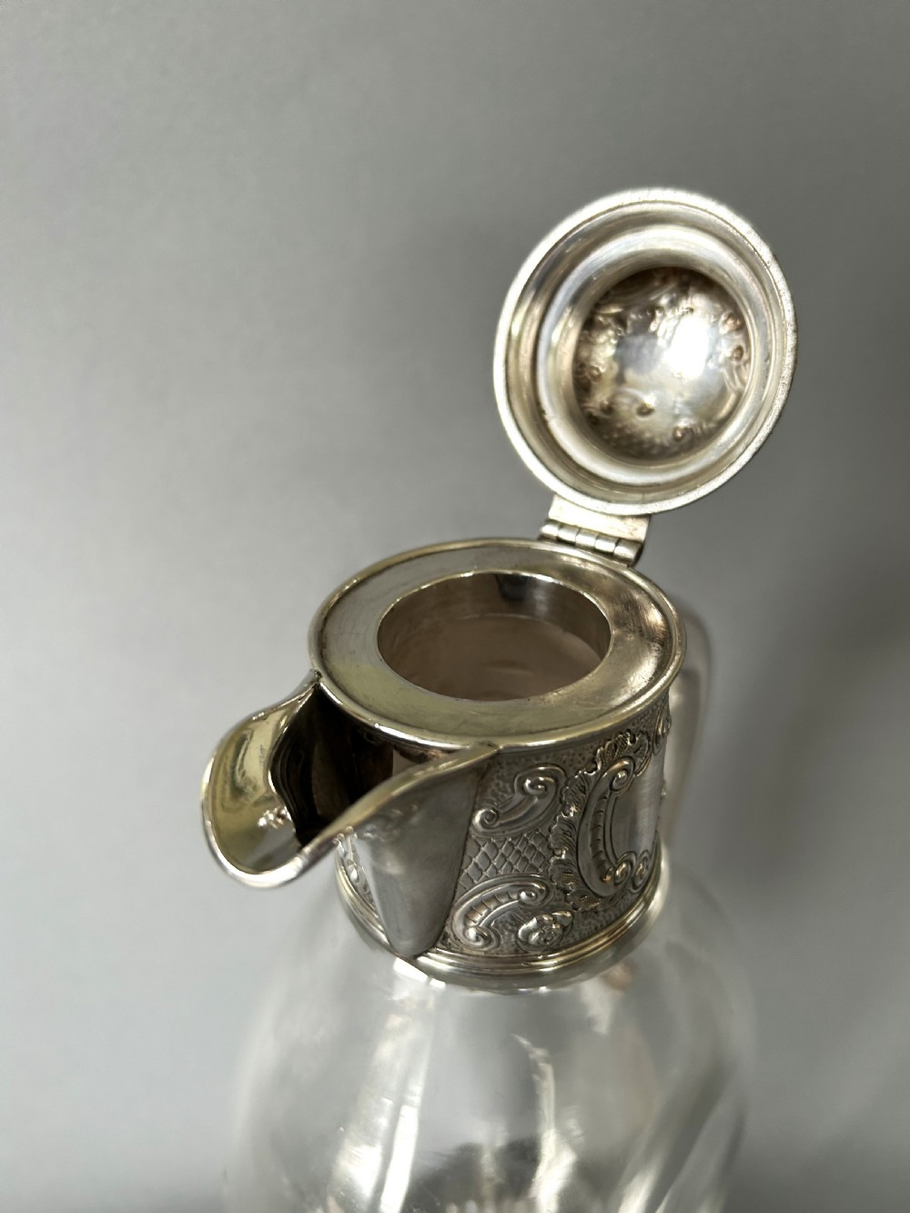 An elegant Victorian silver mounted claret jug View V