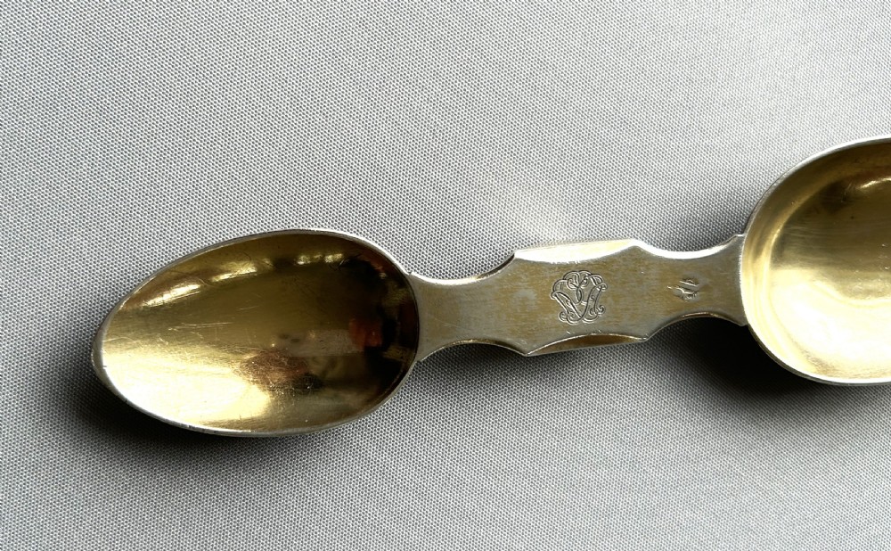 A rare French silver gilt medicine spoon View III