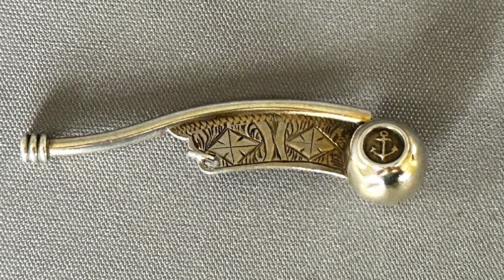 A rare Victorian miniature silver Bosun's whistle
