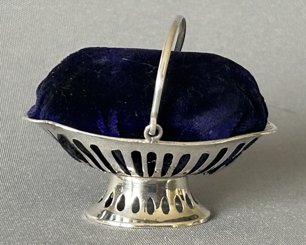 A Novelty silver fruit basket pin cushion View II