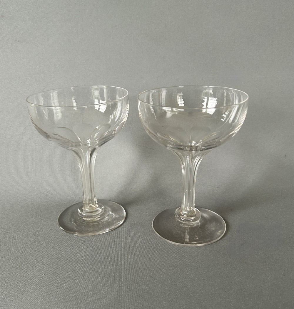 Gorgeous pair of Victorian hollow stem champagne glasses