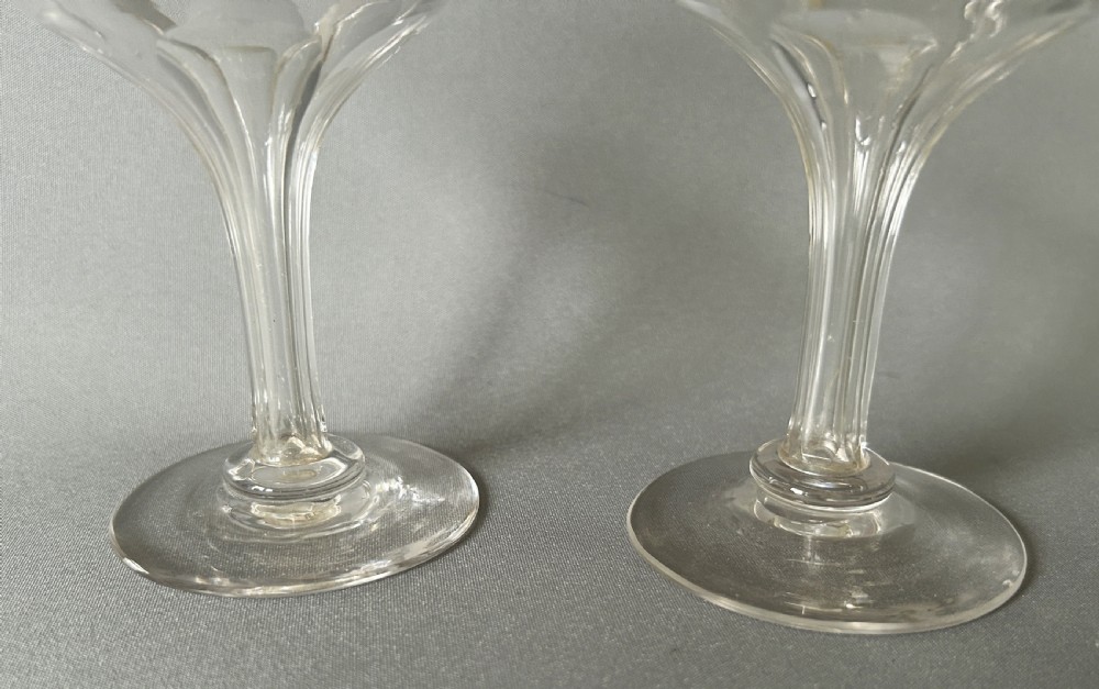 Gorgeous pair of Victorian hollow stem champagne glasses View II
