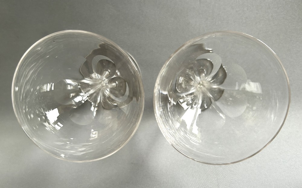 Gorgeous pair of Victorian hollow stem champagne glasses View V
