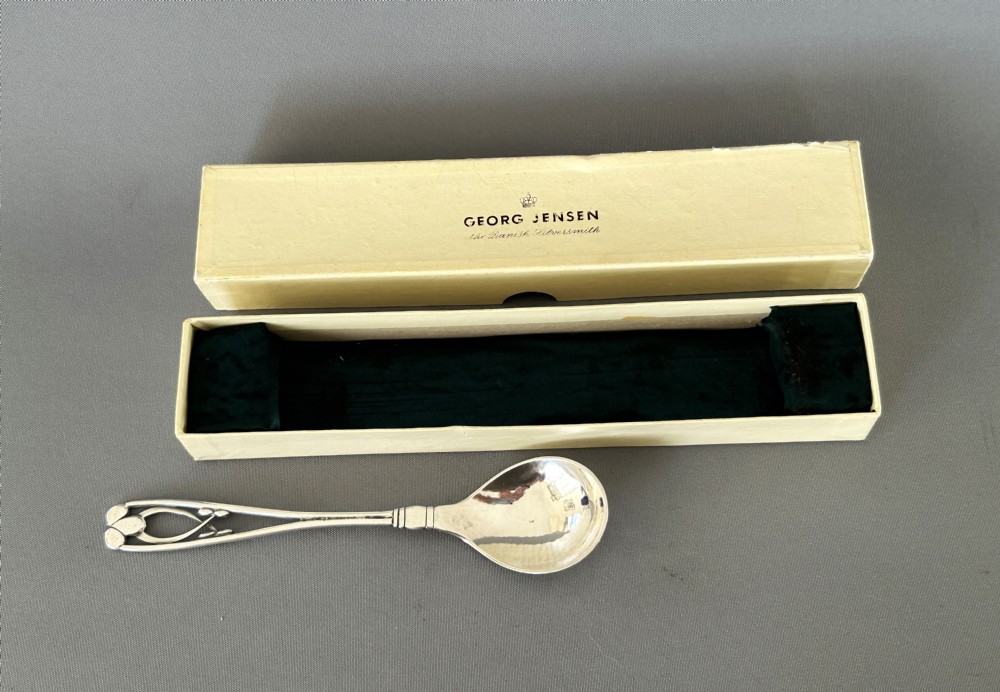 A boxed Art Deco George Jensen silver preserve spoon View VIII