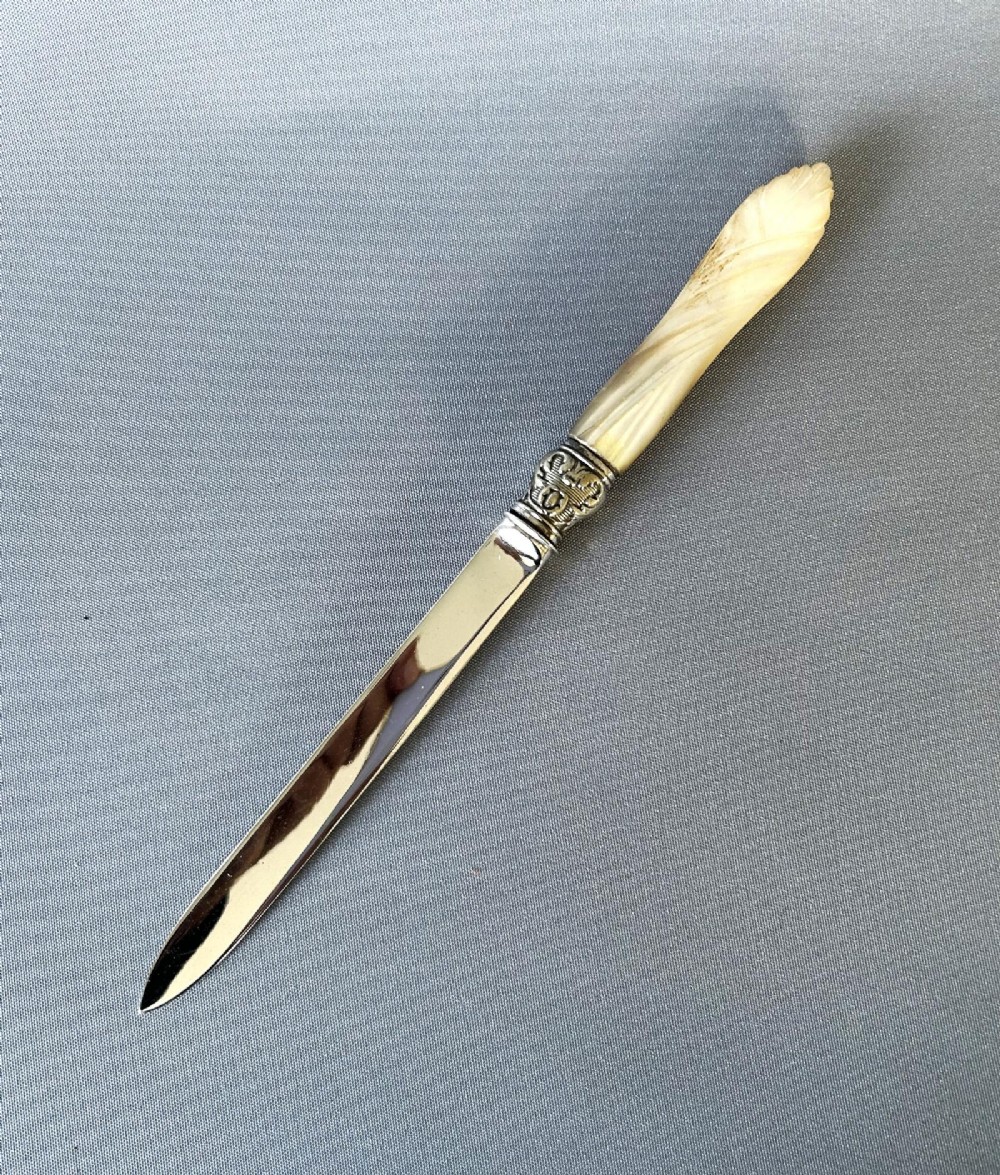 A handsome Georgian silver & mother-of-pearl letter opener