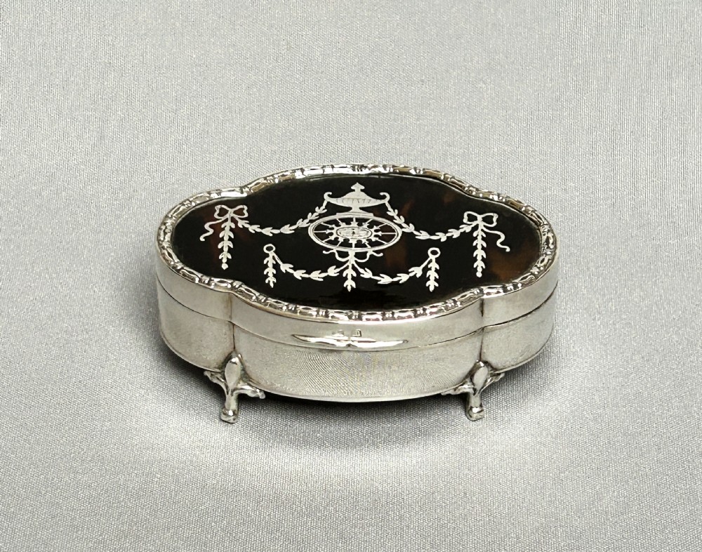 An exquisite silver & tortoiseshell trinket box