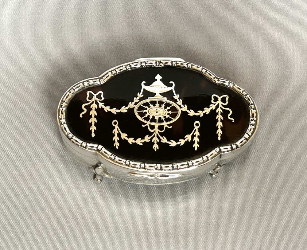 An exquisite silver & tortoiseshell trinket box View II