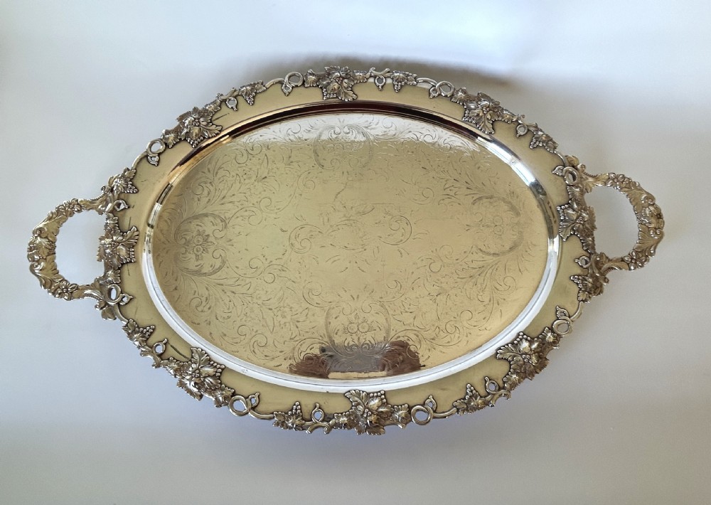 A substantial Edwardian silver plated tea tray View II