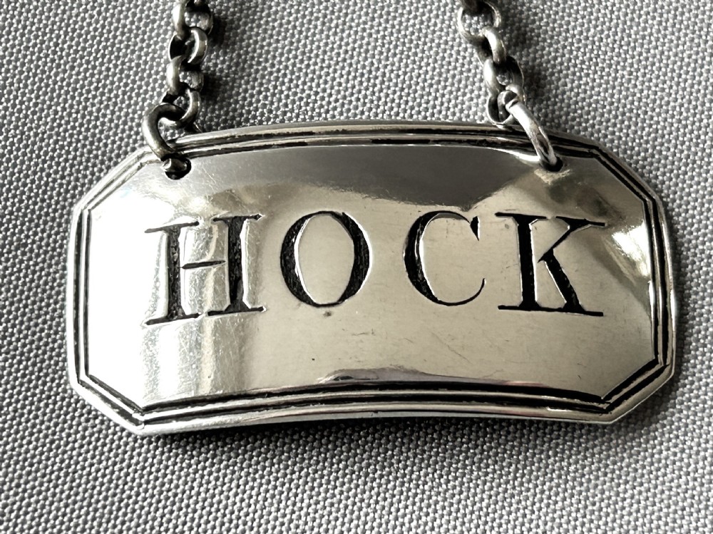 A rare Georgian silver 'Hock' decanter label View II