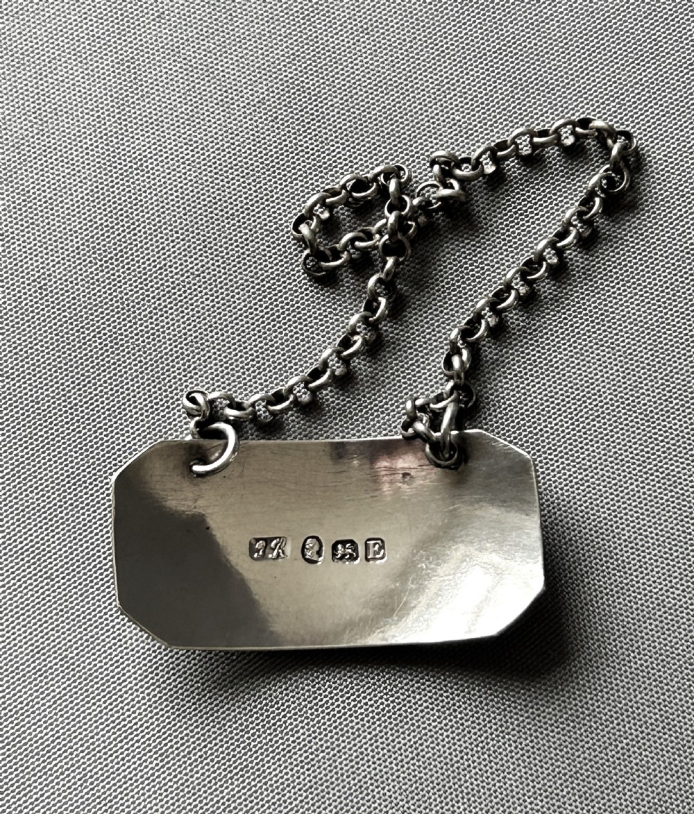 A rare Georgian silver 'Hock' decanter label View III