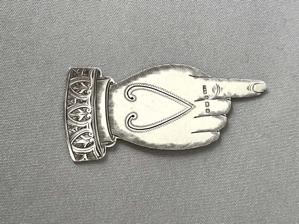 A rare Edwardian silver 'pointing finger' bookmark View III
