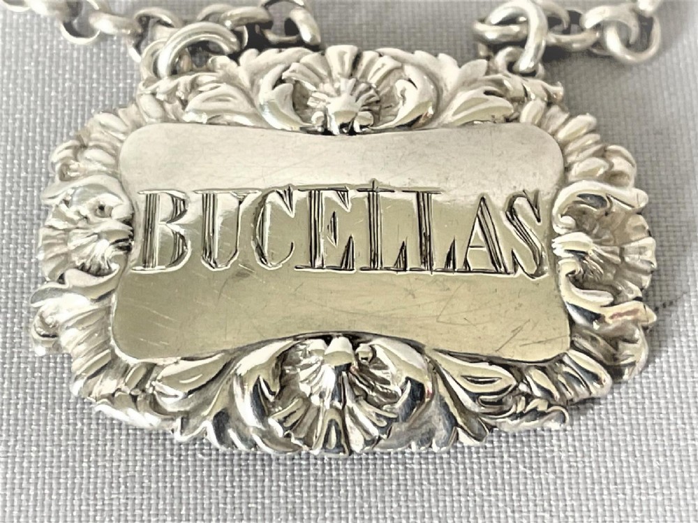 A rare Georgian silver Bucellas label