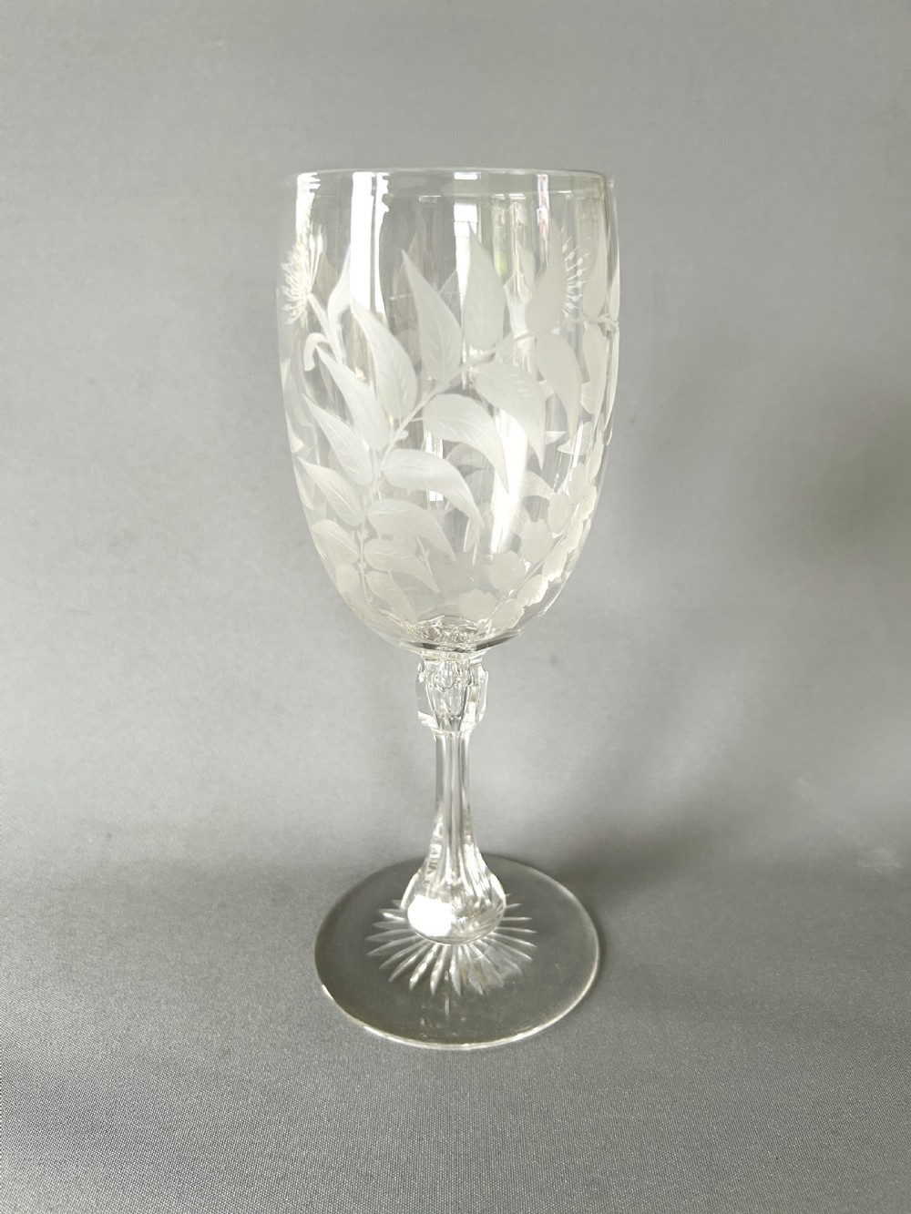 A gorgeous Victorian fern etched wine goblet View II