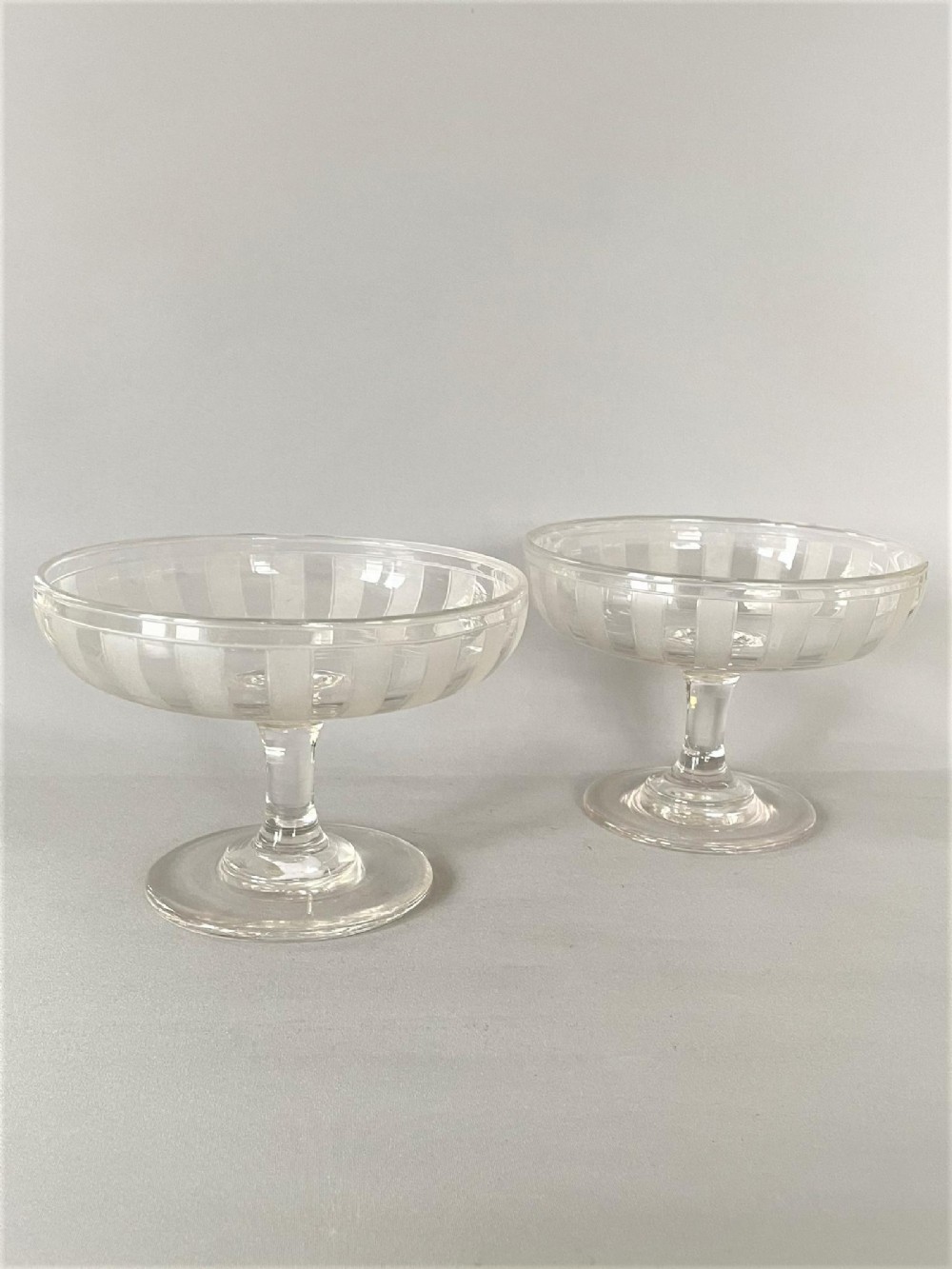 A fabulous pair of small Victorian frosted glass comports