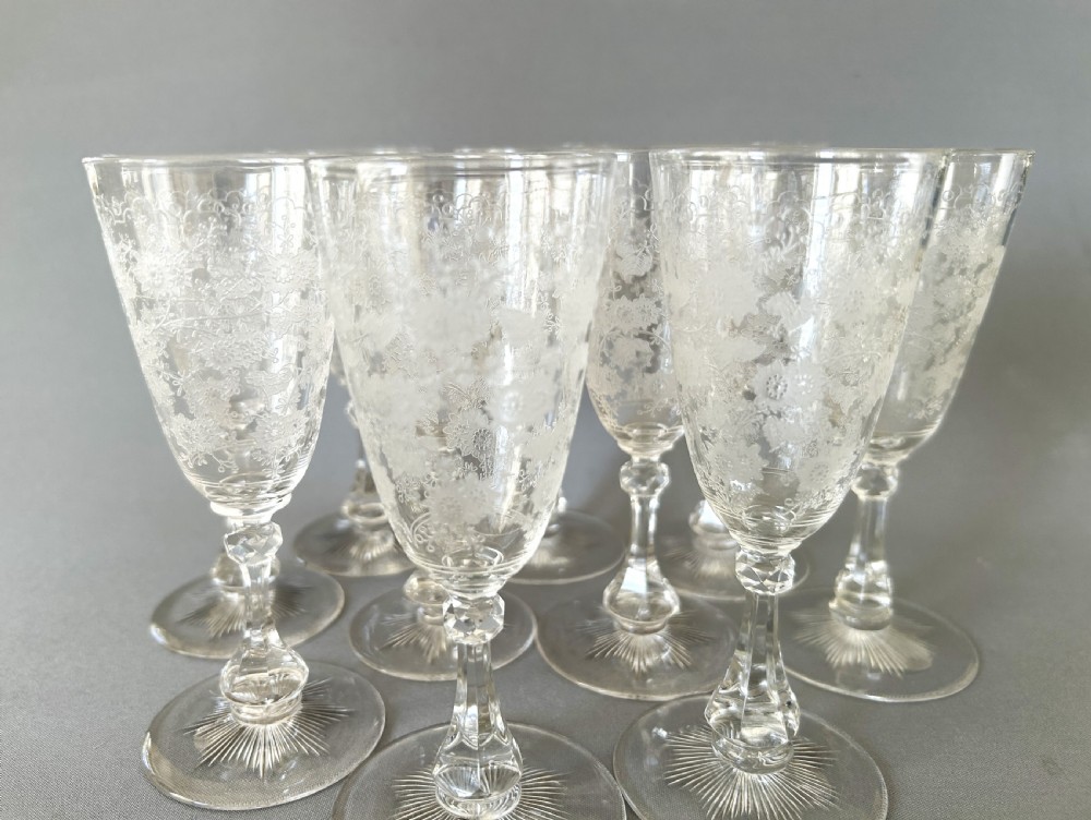 A stunning set of 10 Edwardian dessert wine flutes View III
