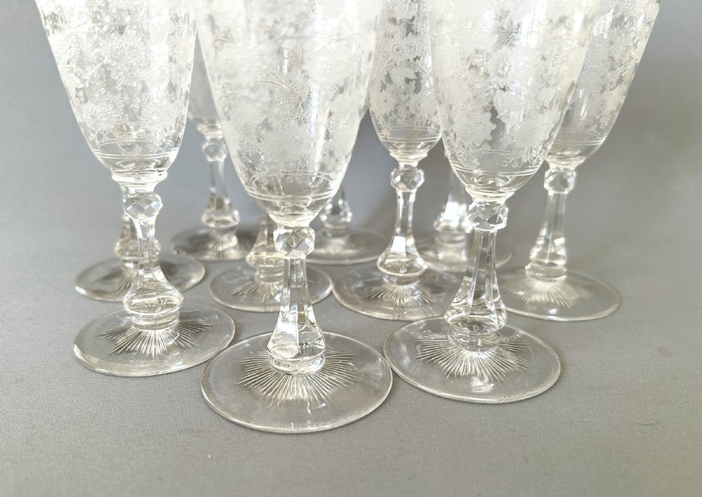 A stunning set of 10 Edwardian dessert wine flutes View XI