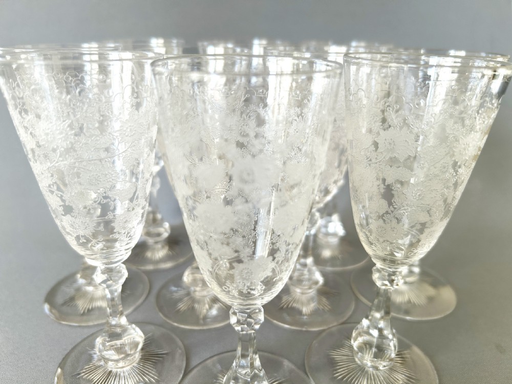 A stunning set of 10 Edwardian dessert wine flutes View XIV
