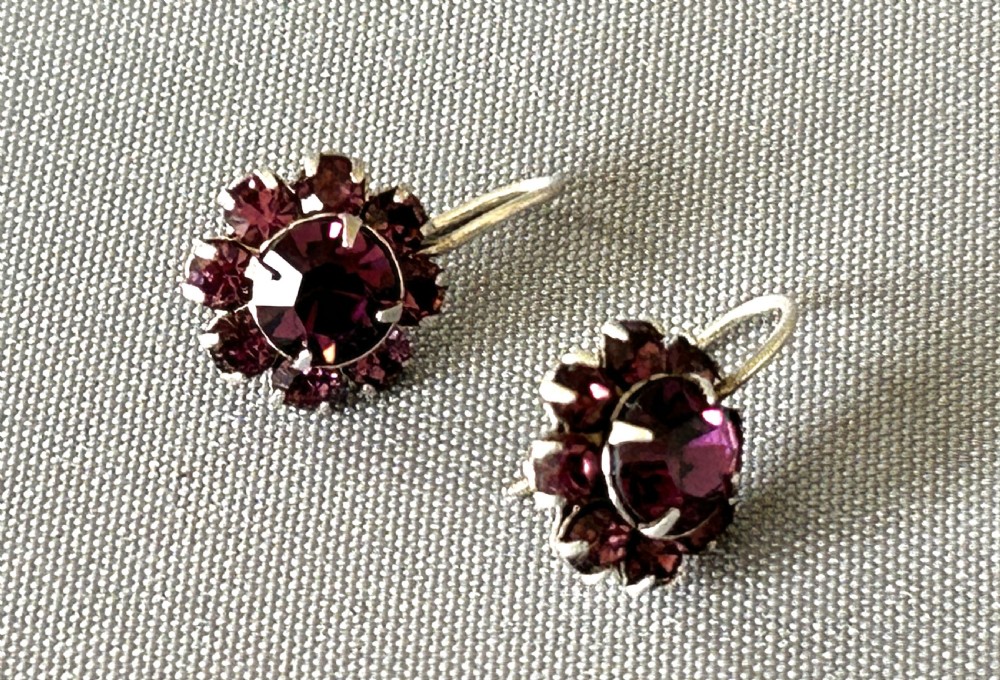 A gorgeous pair of Edwardian silver & amethyst earrings