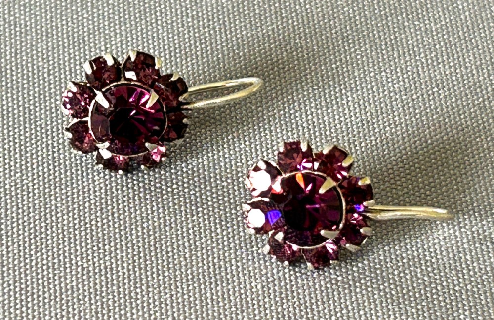 A gorgeous pair of Edwardian silver & amethyst earrings View VI