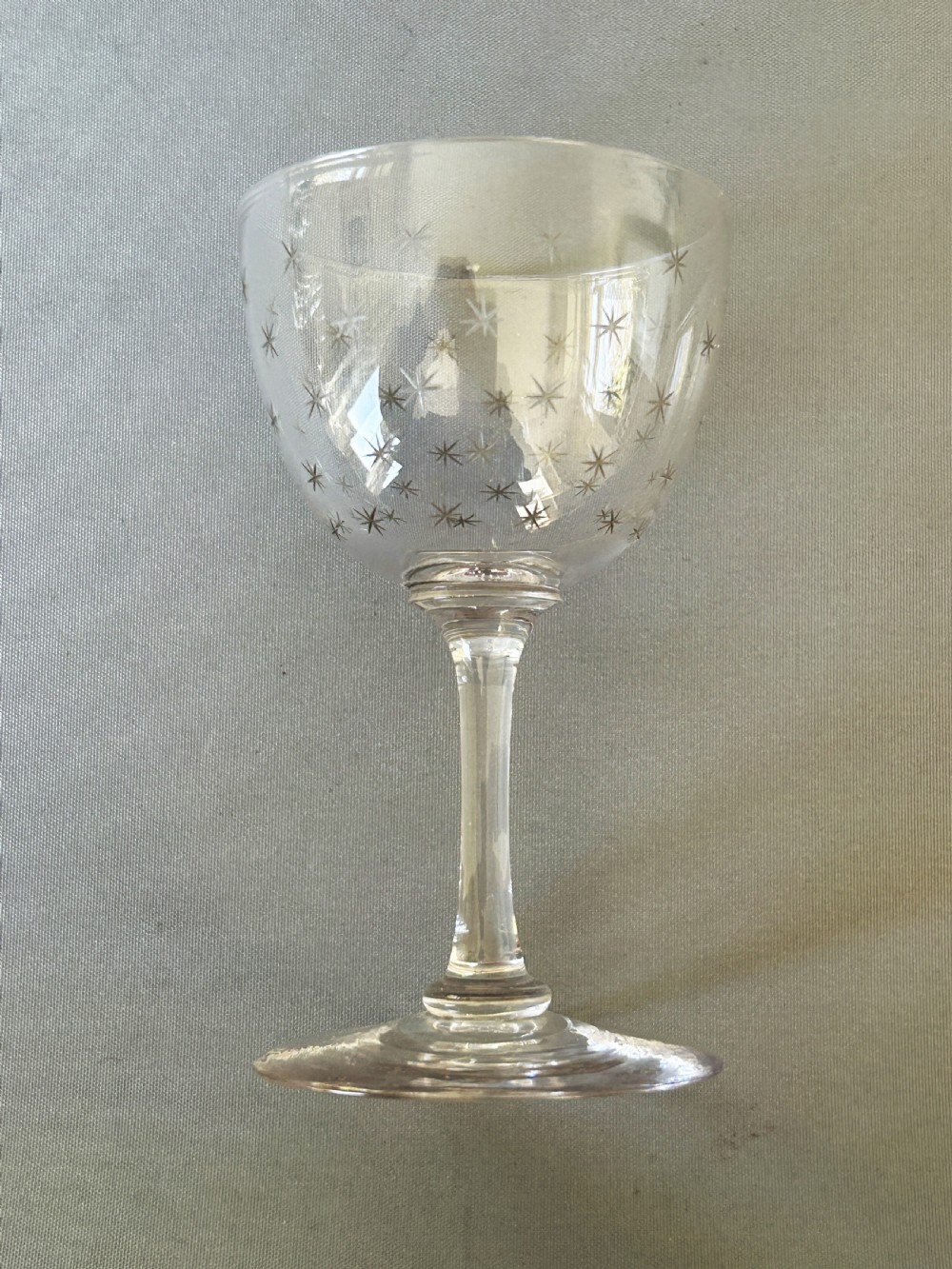 A charming set of 4 Victorian star etched dessert wine glasses View VI
