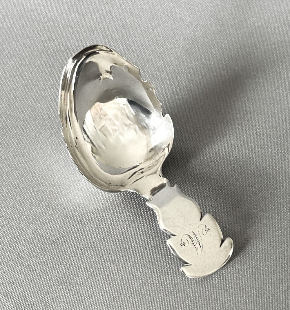 An unusual Georgian silver caddy spoon