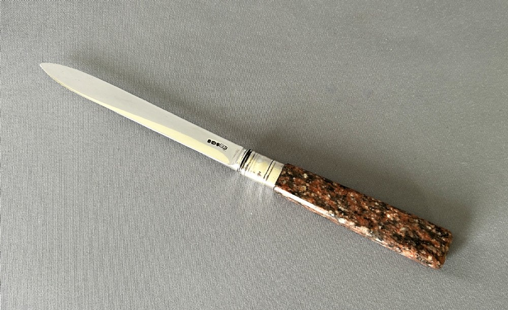 A fabulous Georgian silver & agate letter opener