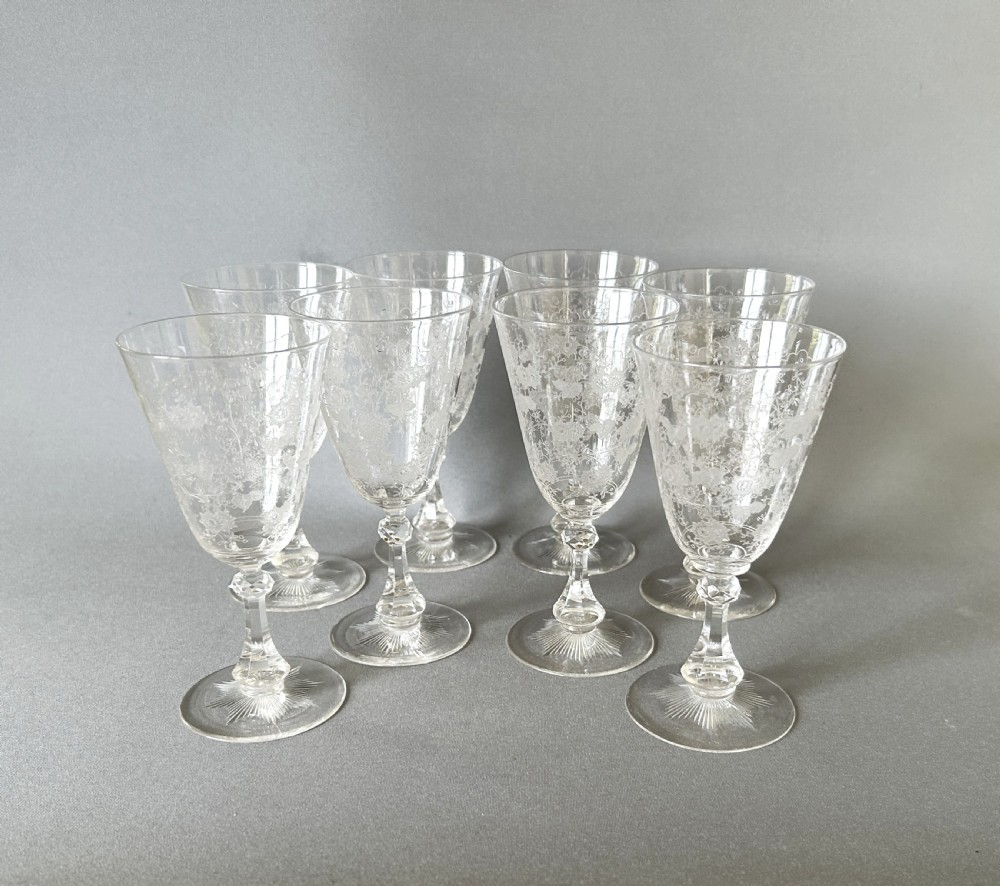 A gorgeous set of 8 Edwardian wine flutes