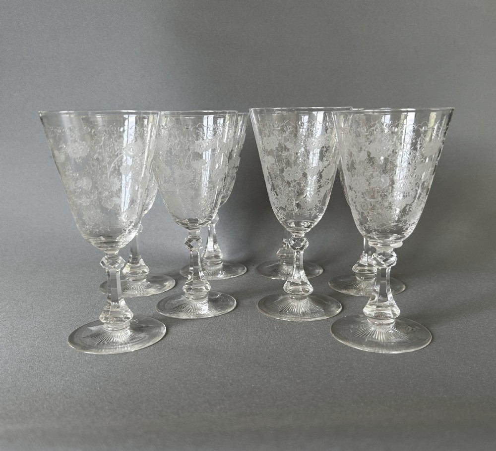 A gorgeous set of 8 Edwardian wine flutes View III