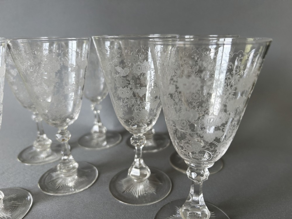 A gorgeous set of 8 Edwardian wine flutes View IV