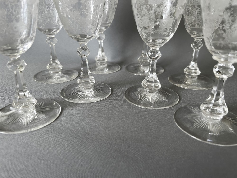 A gorgeous set of 8 Edwardian wine flutes View V