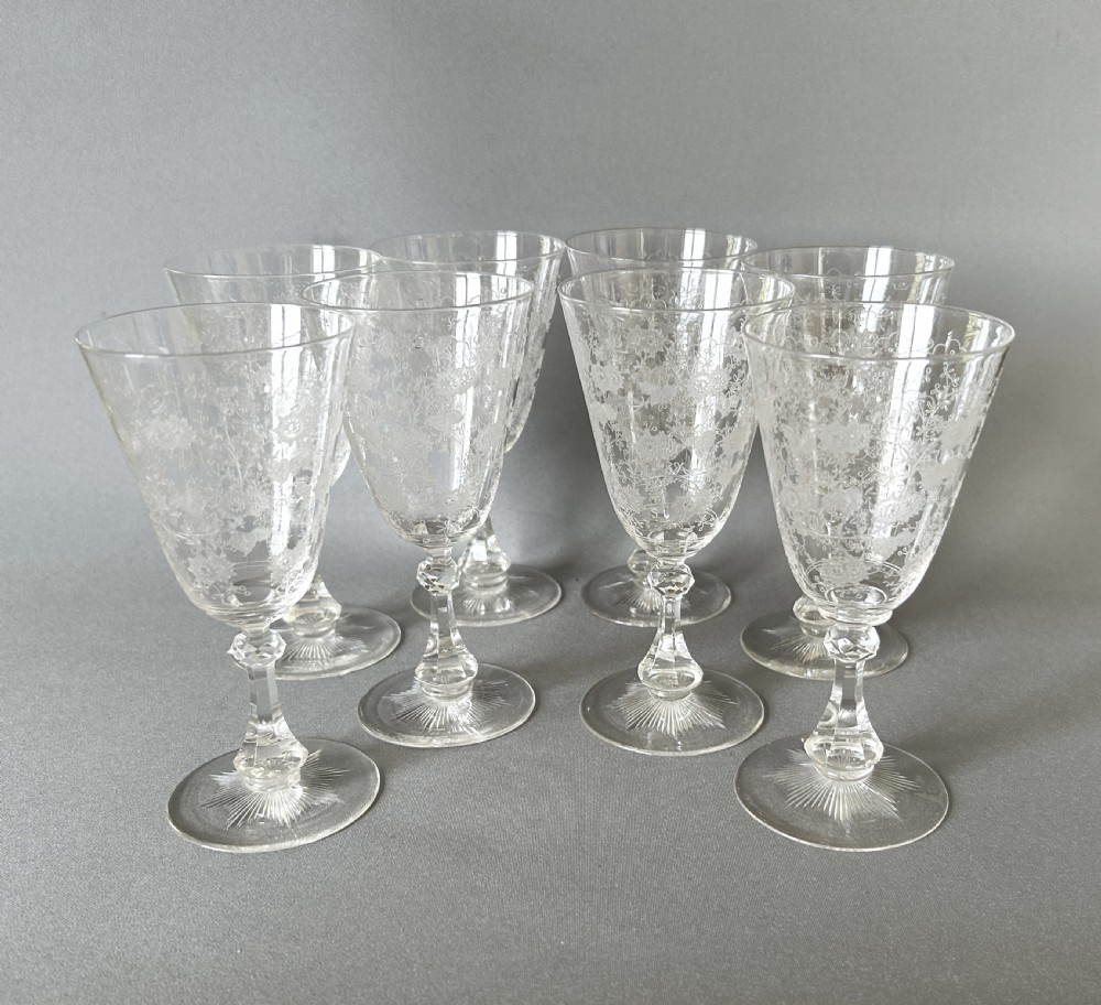 A gorgeous set of 8 Edwardian wine flutes View VI
