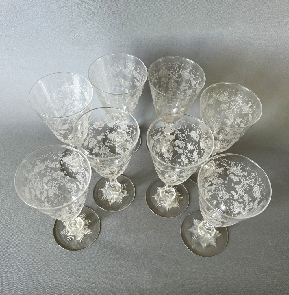 A gorgeous set of 8 Edwardian wine flutes View VII