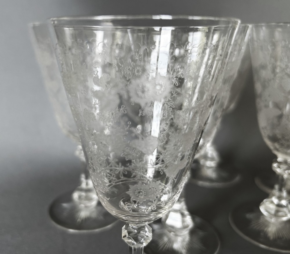 A gorgeous set of 8 Edwardian wine flutes View VIII