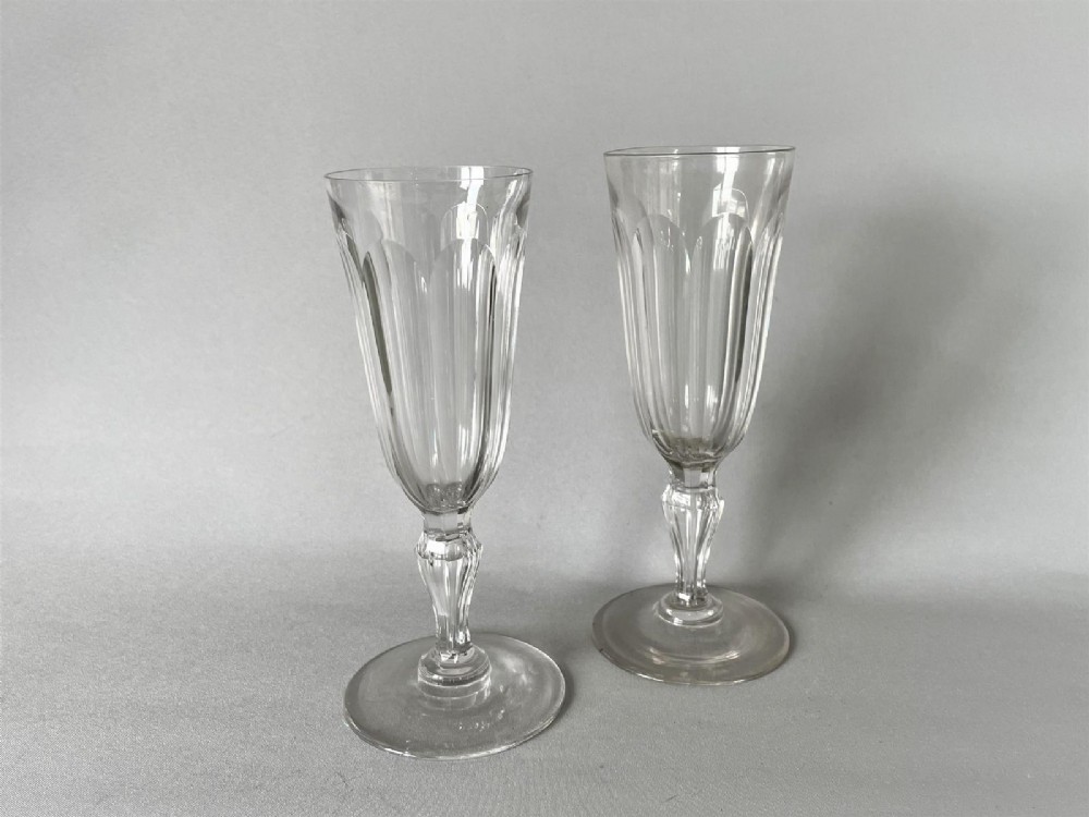 A gorgeous pair of Victorian cut glass champagne flutes