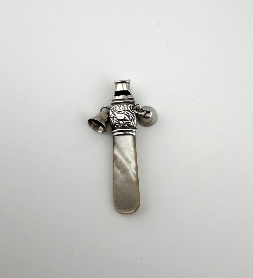 A George V Chester silver whistle/rattle combo