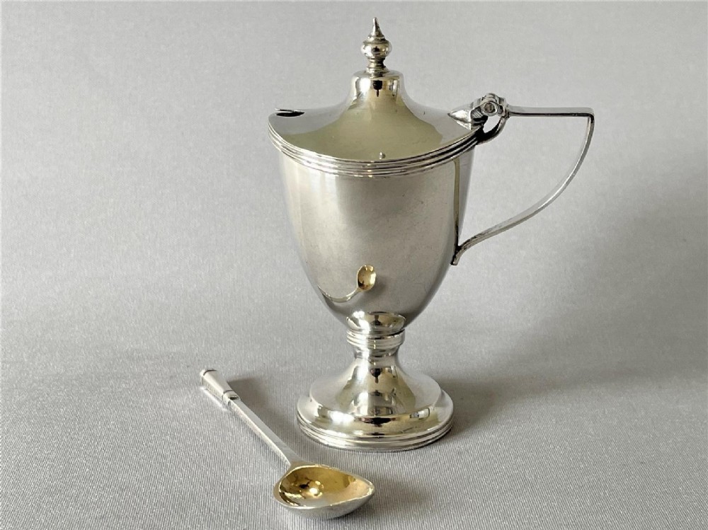 A George V Chester silver mustard pot & spoon