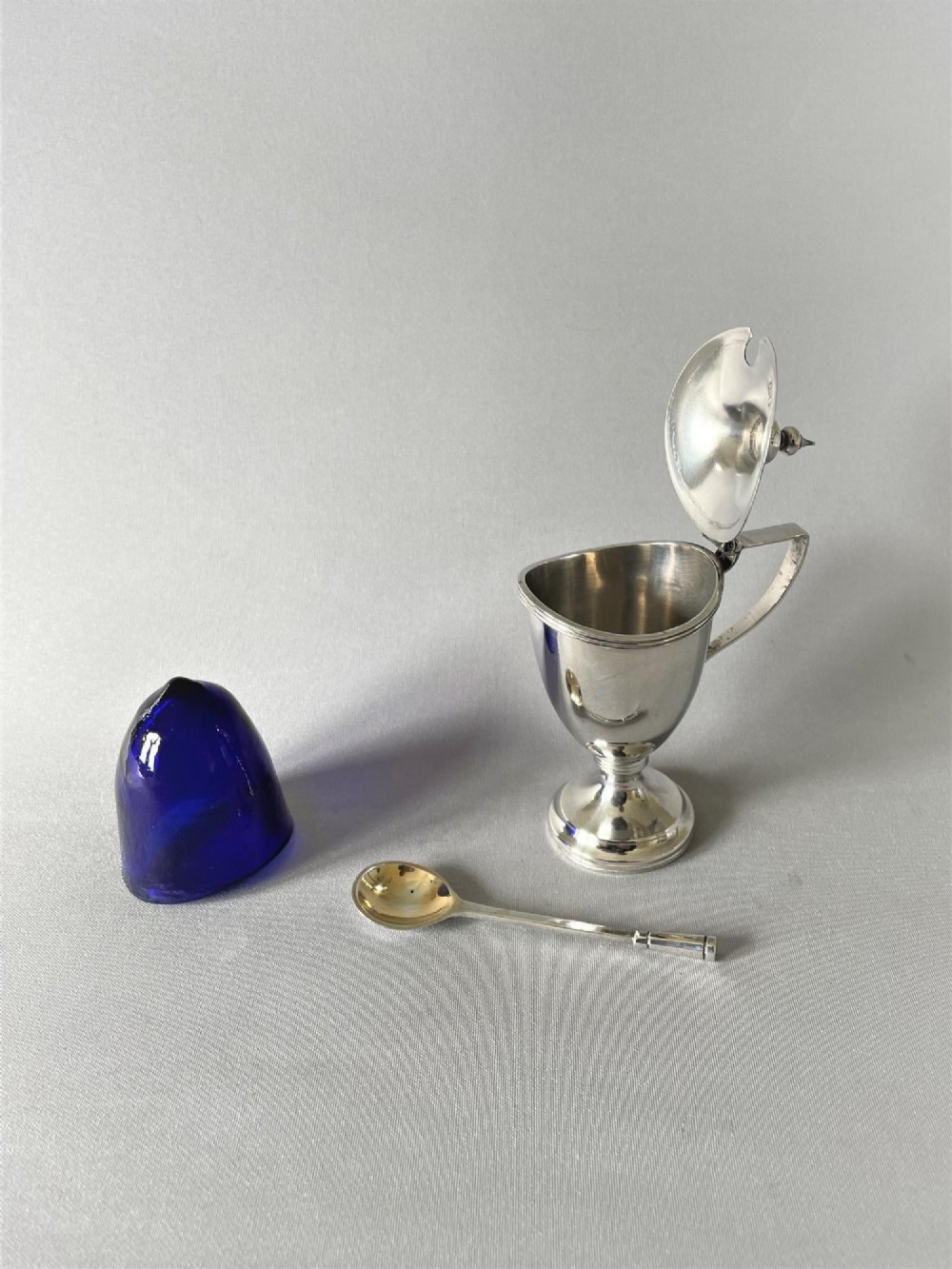 A George V Chester silver mustard pot & spoon View IX