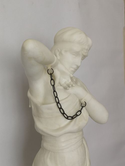 LARGE 19TH CENTURY MARBLE OF A SLAVE WOMAN BY PUGI - ADDITIONAL PHOTO 4