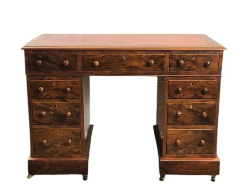 VICTORIAN WALNUT PEDESTAL DESK ENGLISH 1880