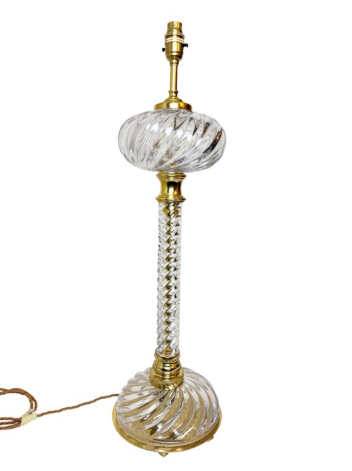 19th C. Baccarat Crystal Light W/ Gilt Bronze Trim